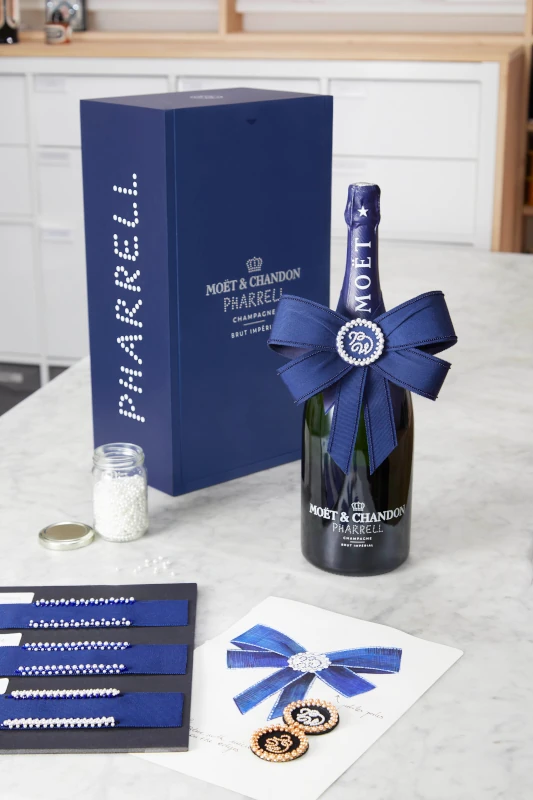 Moet Chandon Pharrell Williams Limited Edition Bow Capsule Blue and Box